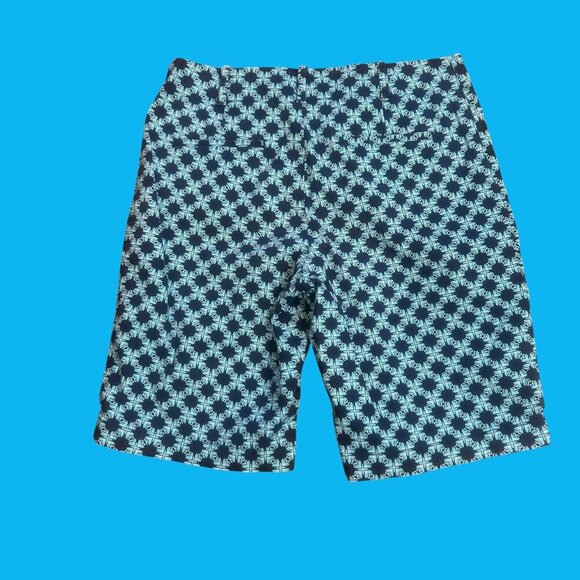Talbots Blue and Turquoise Geometric Print Bermuda Shorts Size 4 Petite - Picture 7 of 7